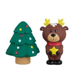Merry & Bright 2PK‎ Squeaky Christmas Dog Toys Toss Shake Play Tree Reindeer NWT